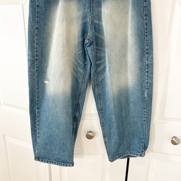 The Frankie Shop Tanner Bleach Wide Leg Jeans Worn Wash Denim Pants NWOT M - Picture 5 of 10